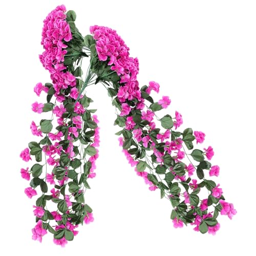 GOOHOCHY 2 Stück Künstliche Hängende Blumen Bouquet Dekoration Violette Wisteria Rosen für Hochzeits und Wohnraumdeko Lifelike Kunstblumen für Garten und Innenbereich von GOOHOCHY