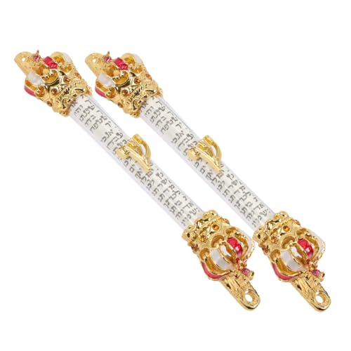 GOOHOCHY 2 Stück Metall Mezuzah Jüdische Mizwa mit Krone Religiöse mit Hebräischer Segensschrift für Hannukah und Haussegnung von GOOHOCHY