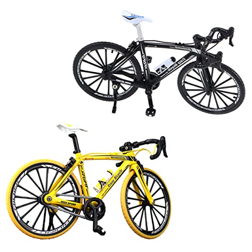 GOOHOCHY 2stücke Kreative Miniatur Fahrradmodelle Langlebiger Legierung Für Und Büroschmuck Schwarz-gelb Für Sammler Und Mädchen von GOOHOCHY
