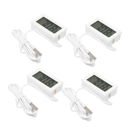 GOOHOCHY 4 Stück Digitale Thermometer für Aquarien Elektronische Temperaturmessgeräte mit Wasserdichtem Sensor zur Temperaturüberwachung im Aquarium und Anderen Anwendungen Weiß von GOOHOCHY