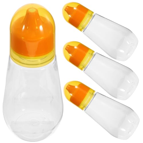 GOOHOCHY 4 Honig Flasche Senfflaschen honigglas aus kunststoff Mini-Gewürze Sirupflaschen transparenter Food-Organizer Honigbehälter aus Kunststoff Plastikdose Halterung von GOOHOCHY