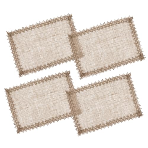 GOOHOCHY 4 Stück Teiliges Jute Platzset mit Fransen Hitzebeständig und Strapazierfähig Natürliche Tischsets für Esstisch Waschbare Rechteckige Untersetzer Optimaler Schutz vor Hitze und von GOOHOCHY