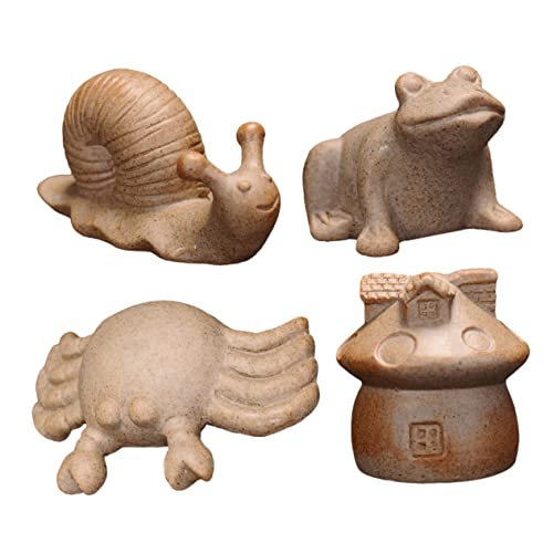 GOOHOCHY 4 Stück Teiliges Schnecken Dekorationsset aus Terrakotta Lustige Sukkulententöpfe für Garten und Wohnung als Mikrolandschaftsornament und Bonsai Deko von GOOHOCHY