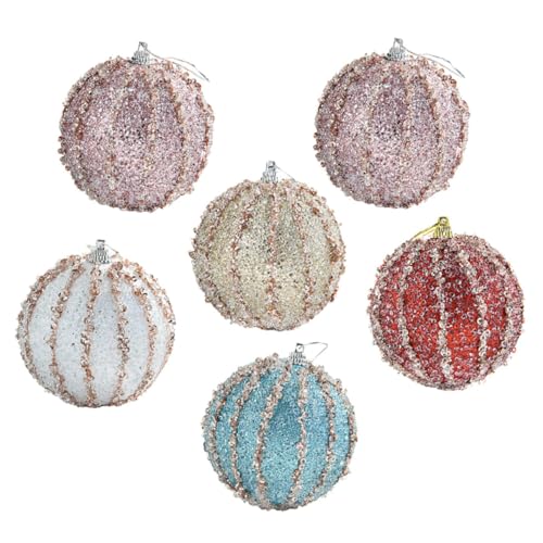 GOOHOCHY 6stücke Teiliges Weihnachtsbaum Kugeln Bunte Weihnachtskugeln Mit Glitzer Hängende Dekoration Für Weihnachtsbaum Tisch Und Kamin Weihnachtsdeko von GOOHOCHY