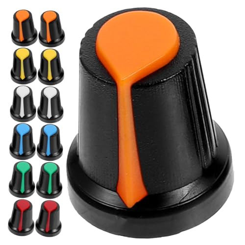 GOOHOCHY 60 Stück Guitar Volume Control Knob Pack Ergonomische Potentiometer Kappen für Schaft Robuste Kunststoffknöpfe Rot Gelb Weiß Grün Blau Orange Einfache Installation und Handhabung von GOOHOCHY