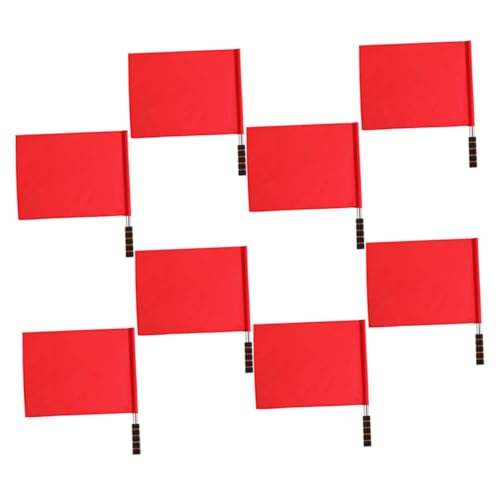 GOOHOCHY 8 Stück Teiliges Schiedsrichterflagge Rote Handflaggen für Sportveranstaltungen Vielseitig Einsetzbare Startsignalflaggen für Fußball Volleyball und Leichtathletik von GOOHOCHY