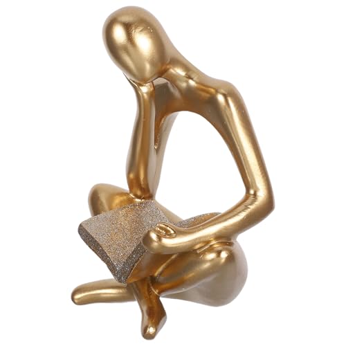 GOOHOCHY Abstrakte Lesende Statue aus Resin Goldfarbene Denkerfigur für Wohnzimmer Büro Bücherregal und Weinregal Dekorative Skulptur Künstlerische Tisch Regalornamente für Zuhause GOOHOCHY Abstrakte Lesende Statue aus Resin Goldfarbene Denkerfigur für Wohnzimmer Büro Bücherregal und Weinregal Dekorative Skulptur Künstlerische Tisch Regalornamente für Zuhause von GOOHOCHY