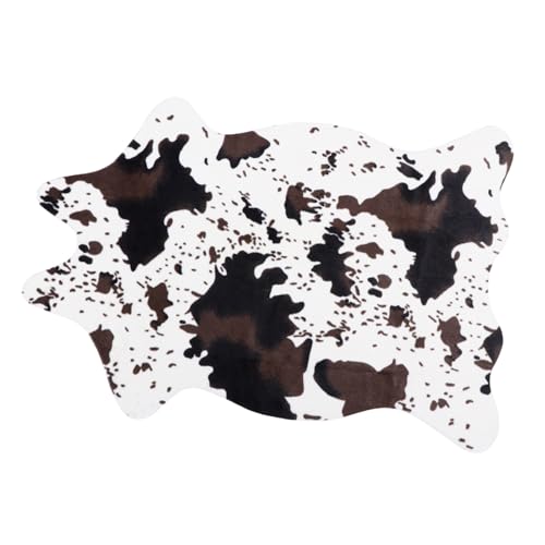 GOOHOCHY Anti rutsch Teppich mit Imitation Cowhide Muster Unregelmäßiger Haushalts Teppich mit Modischem Kuhfell Design rutschfeste Bodenmatte für Wohnzimmer und Schlafzimmer Stilvolle von GOOHOCHY