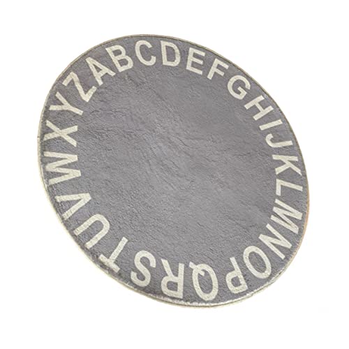 GOOHOCHY Baumwoll Kinderzimmer Teppich Rund Krabbelmatte mit Alphabet Lernspieldecke für Jungen Mädchen Strapazierfähige und Waschbare Spielmatte für Junge Mädchen und Kleinkinder von GOOHOCHY