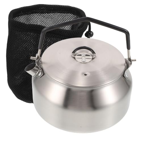 GOOHOCHY Camping Wasserkocher Edelstahl Outdoor Teekessel für Gaskocher Tragbarer Leichter Wasserkessel zum Wandern Angeln und Reisen von GOOHOCHY