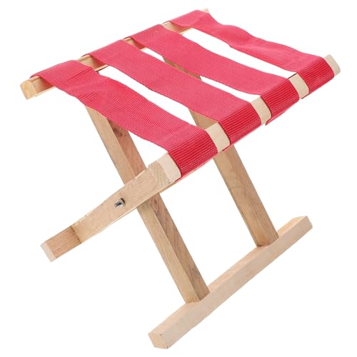 GOOHOCHY Faltbarer Outdoor Stuhl Massivem Holz Tragbarer Angelstuhl für Camping Garten und Freizeitaktivitäten Auffälligem Martinrot für Angler und Outdoor von GOOHOCHY
