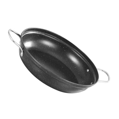 GOOHOCHY Flacher Suppentopf mit großem Fassungsvermögen Wok aus antihaftbeschichteter Marmorbeschichteter Wok daran arbeiten Edelstahlpfannen mit Doppelgriff kleiner Topf aus Edelstahl von GOOHOCHY