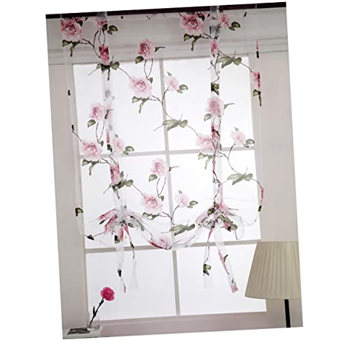 GOOHOCHY Blumen Roman Vorhang 0,8 Stück 1m Halbtransparent Rosa Römische Fenstervorhänge Mit Blumenmuster Installieren Polyester Für Wohnzimmer Balkon Schlafzimmer von GOOHOCHY