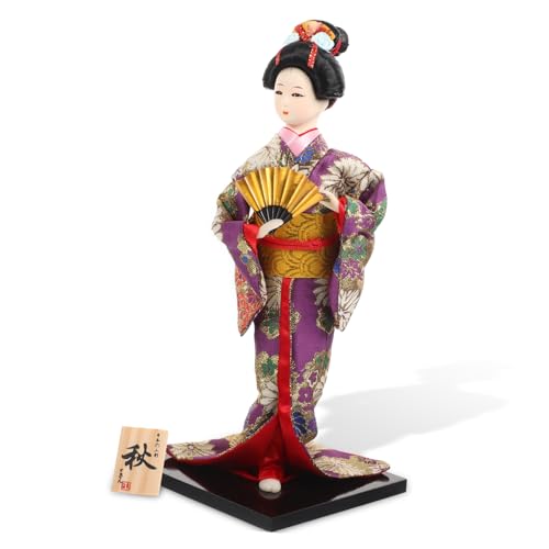 GOOHOCHY Japanische Geisha Puppe Handgefertigte Kunstfigur Traditionelles Kimono Design Stabiles Desktop Ornament für Zuhause und Büro Langlebig und Farbecht von GOOHOCHY