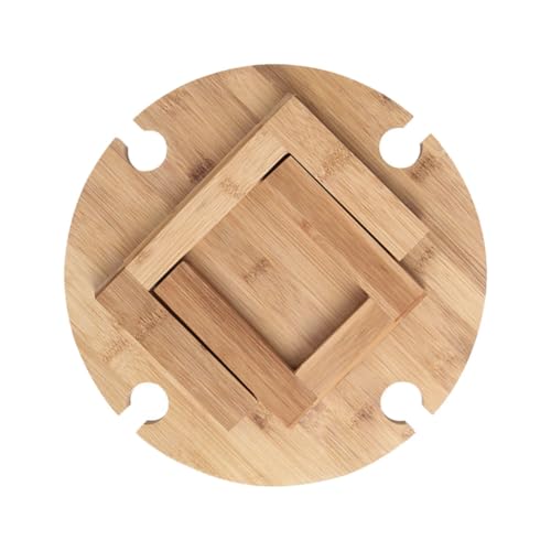 GOOHOCHY Klappbarer Picknicktisch Holz Mini Strandtisch für Outdoor Grill Weinflaschenhalter Tragbar für Camping und Freizeitaktivitäten von GOOHOCHY