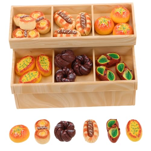 GOOHOCHY Mini-Brot-Schrank Mit Miniatur-vitrine Simulations-Lebensmittel-Dessert Aus Kunststoff Und Harz Mini-küchenmöbel Für Tischdekoration Und Puppenhaus-displays von GOOHOCHY