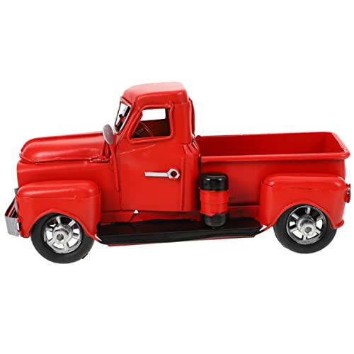 GOOHOCHY Rote Weihnachtsdeko LKW aus Eisen Vintage Car Modell Rustikale Weihnachtsdekoration Langlebiges Tischmittelstück für Festtagsfeier und Wohnraumgestaltung von GOOHOCHY
