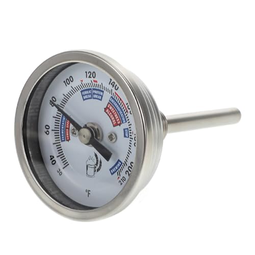 GOOHOCHY Stabiles Edelstahl Weinthermometer mit Gewinde Präziser Bimetallischer Messfühler Deutliche Anzeige Zuverlässiges Temperaturmessgerät für und Weinfass für Brauprozesse von GOOHOCHY