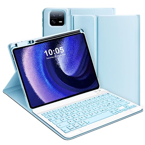 GOOJODOQ Tastatur Hülle für Xiaomi Pad 6/ Pad 6 Pro 2023, QWERTZ Layout Abnehmbarer Tastatur, Hülle mit Stifthalter für Xiaomi Pad 6/ Pad 6 Pro 2023 11 Zoll, Blau von GOOJODOQ