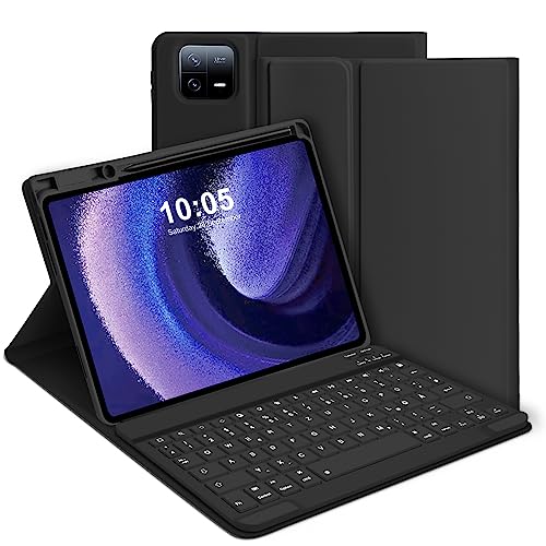 GOOJODOQ Tastatur Hülle für Xiaomi Pad 6/ Pad 6 Pro 2023, QWERTZ Layout Abnehmbarer Tastatur, Hülle mit Stifthalter für Xiaomi Pad 6/ Pad 6 Pro 2023 11 Zoll, Schwarz von GOOJODOQ