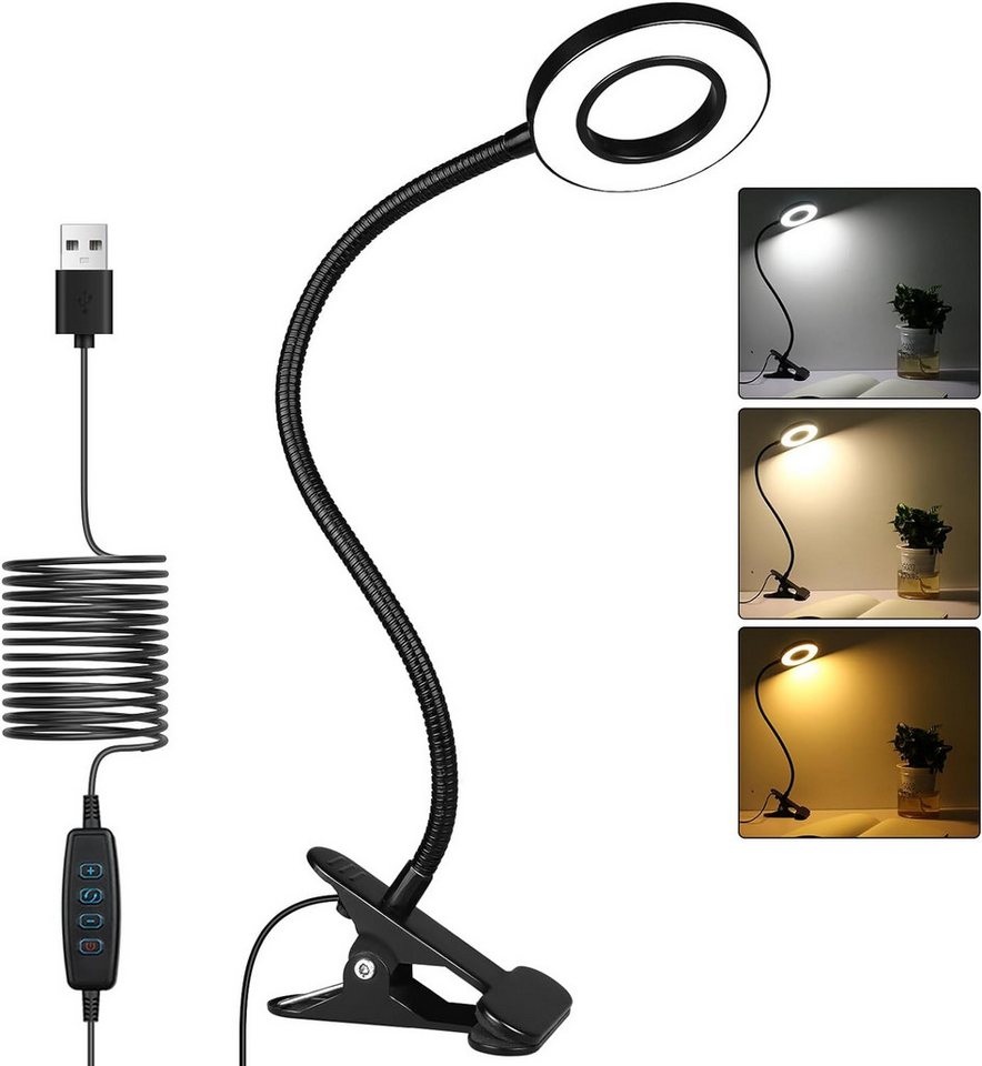 GOOLOO LED Schreibtischlampe 48 LEDs Dimmbare Leselampe Bett, 3 Modi und Stufe 10 Dimmen, 360° Flexibel USB Lampe für Lesen, Reisen, Schlafzimmer von GOOLOO
