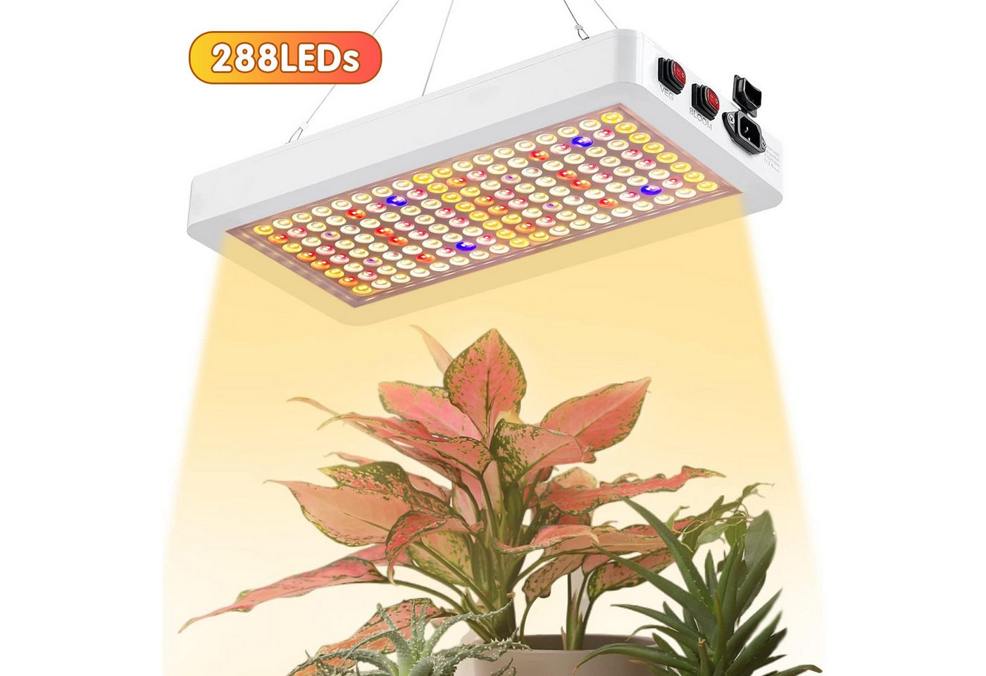GOOLOO Pflanzenlampe LED-Wachstumslicht Vollspektrum Grow Lampe, LED fest integriert, für Indoor-Gewächshausfruchtpflanzen Gemüse und Blumen,288LEDs von GOOLOO