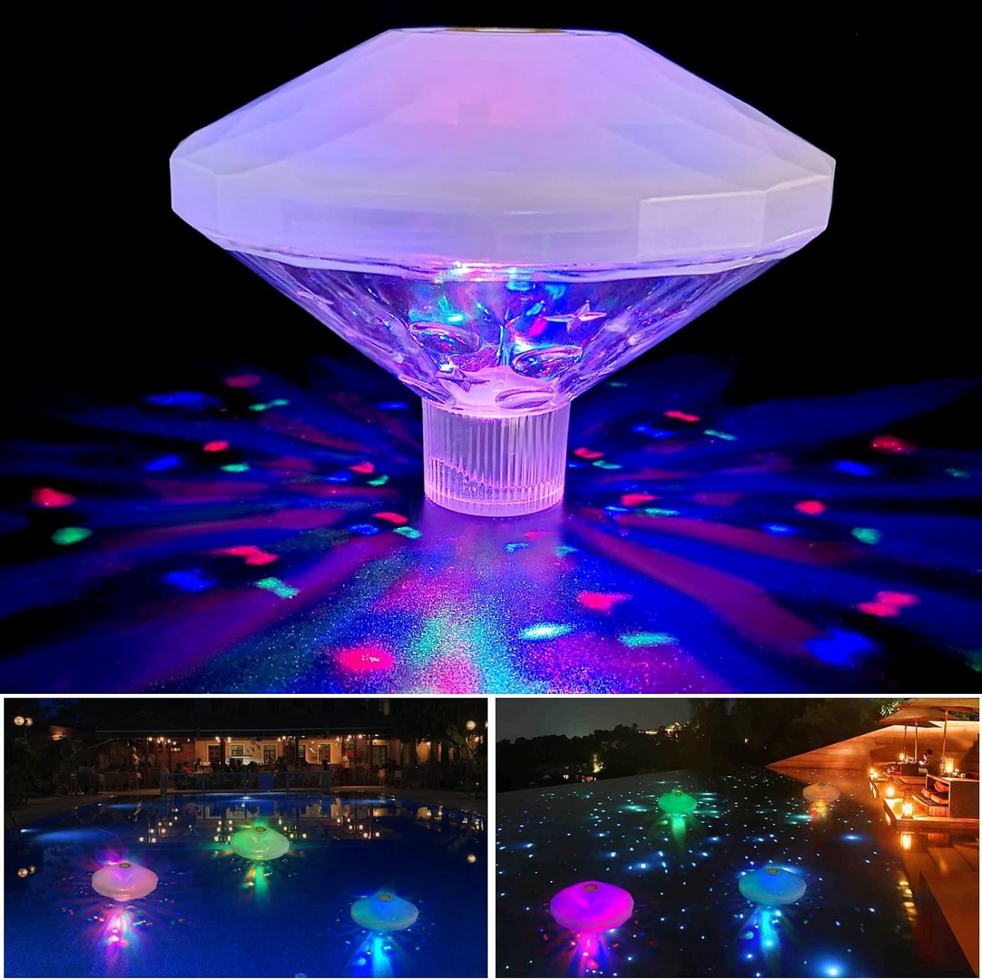 GOOLOO Pool-Lampe LED Farbe Wechselnde Schwimmbad Licht,Floating Light Wasserdichtes, 1für Disco Pool Teich Brunnen Garten Party Dekoration von GOOLOO
