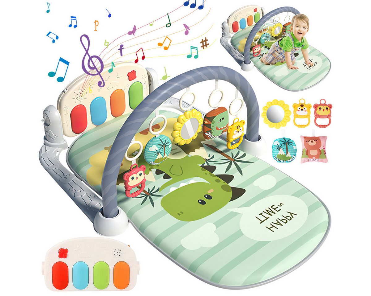 Krabbeldecke Spielmatte mit Spielbogen Baby Lernmatte Spieldecke Erlebnisdecke, GOOLOO, mit Klavier, Licht, Musik, Spiegel Lernspielzeug Waschbar von GOOLOO