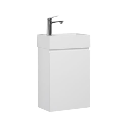 GOOM Gäste-WC Waschtisch 40 cm Badmöbel Vormontiert Klein Waschbecken mit Unterschrank Mineralguss Waschbecken mit Lotus-Effekt (Weiß, LINO) von GOOM
