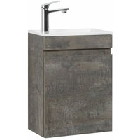 Waschtisch lugis Stone Ash Gäste wc Möbel Waschbecken mit Unterschrank & Einzeltür mit unsichtbarem Griff B:40/H:52/T:22cm - Goom von GOOM