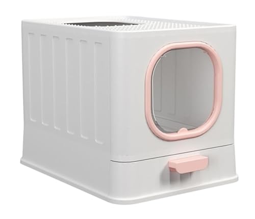 Cat Litter Box Katzentoilette, Komplett Geschlossen, Spritzwassergeschützt, Aus Kunststoff, Schublade, Katzentoiletten Katzenklo(Pink) von GOOPEEG