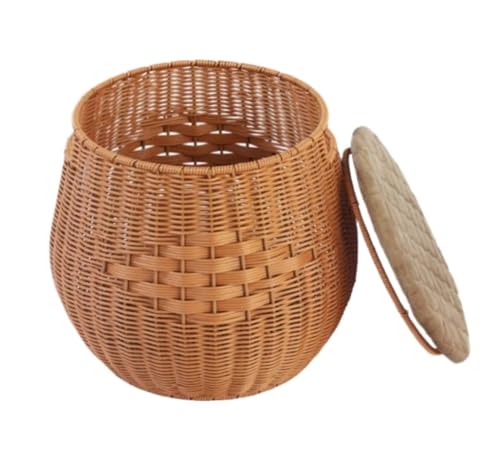 Fußhocker, Sofa Hocker Aufbewahrungskorb Schuhbank Handgefertigte Rattan-Imitation Weberei Mit Griffen Wechselschuhhocker von GOOPEEG