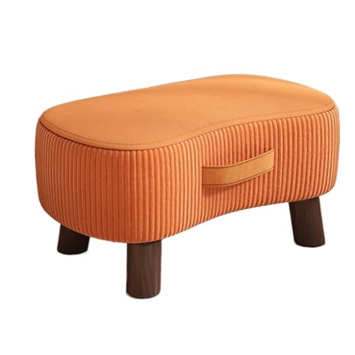 Fußhocker, Sofa Hocker Fußhocker, Niedlich Geformter Kleiner Hocker Mit Holzrahmen, Tragbarer Griff Wechselschuhhocker(Orange) von GOOPEEG