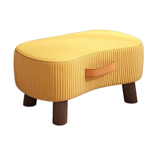 Fußhocker, Sofa Hocker Fußhocker, Niedlich Geformter Kleiner Hocker Mit Holzrahmen, Tragbarer Griff Wechselschuhhocker(Yellow) von GOOPEEG