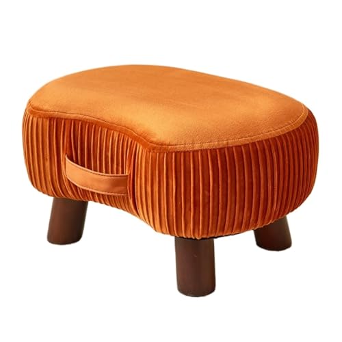 Fußhocker, Sofa Hocker Gemütlicher Fußhocker, Weicher, Kurzer Plüsch, Gepolstert, Tragbarer Griff Wechselschuhhocker(Orange) von GOOPEEG