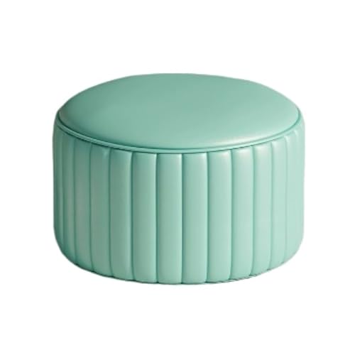 Fußhocker, Sofa Hocker Moderner Runder Fußhocker, Kleiner Hocker, Leder Gepolstert, Kompakt Wechselschuhhocker(Grün) von GOOPEEG