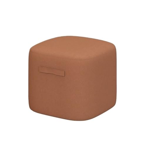 Fußhocker, Sofa Hocker Quadratischer Fußhocker, Niedriger Hocker, Griffe, Design, Weicher Stoff for Zuhause Wechselschuhhocker(Orange) von GOOPEEG