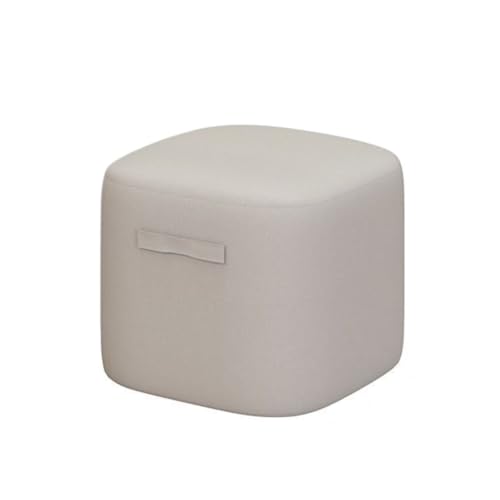 Fußhocker, Sofa Hocker Quadratischer Fußhocker, Niedriger Hocker, Griffe, Design, Weicher Stoff for Zuhause Wechselschuhhocker(White) von GOOPEEG