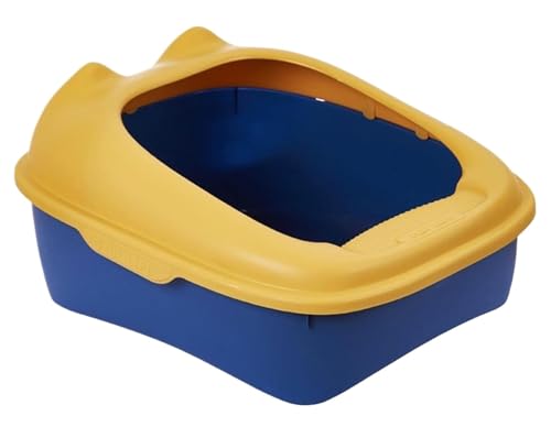 GOOPEEG Cat Litter Box Bequeme, Halbgeschlossene, Stabile Katzentoilette Für Katzen Im Haus Katzenklo(Blue,34x43x20 cm) von GOOPEEG