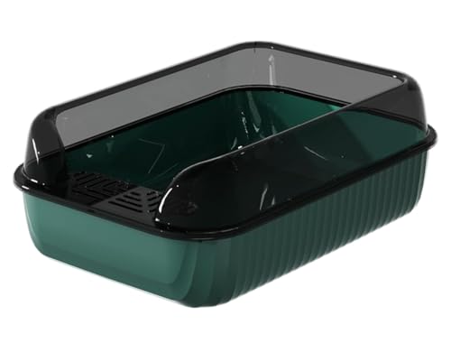 GOOPEEG Cat Litter Box Einfache, Halbgeschlossene Katzentoilette, Glatt Und Leicht Zu Reinigen, Haustierzubehör Für Kätzchen Bis Hin Älteren Katzen Katzenklo(Grün) von GOOPEEG