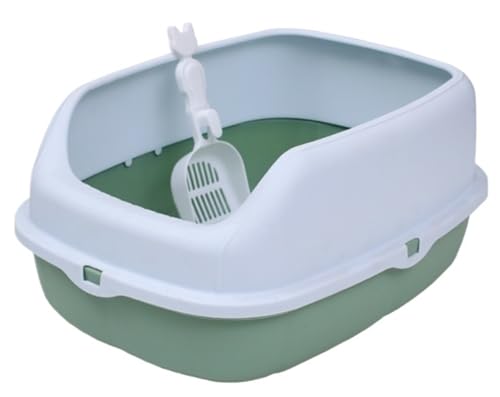 GOOPEEG Cat Litter Box Halbgeschlossene Doppelschichtige Katzentoilette Mit Katzenstreuschaufel, Leicht Zu Reinigendes Schubladendesign Katzenklo(Grün) von GOOPEEG