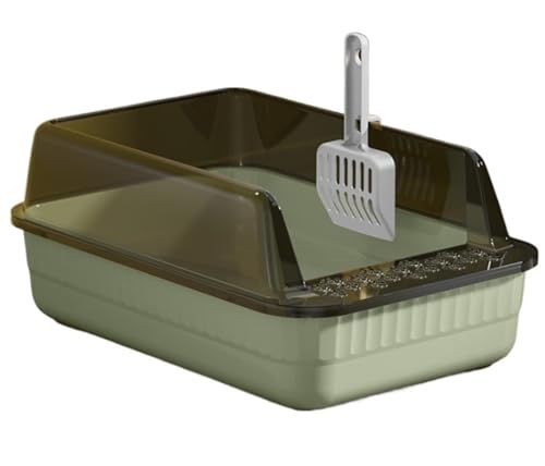 GOOPEEG Cat Litter Box Halbgeschlossenes PP-Material Mit Hohen Seiten, Auslaufsicher, Abnehmbar, 18l Großes Fassungsvermögen, Für Kleine Haustiere Katzenklo(Grün) von GOOPEEG