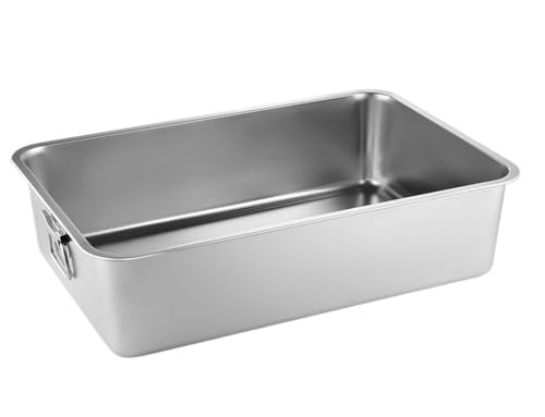 GOOPEEG Cat Litter Box Katzentoilette Aus Edelstahl Für Katzen Und Kaninchen, Hohe Seitenwände, Multifunktionale, Glatte Oberfläche Leicht Zu Reinigen Katzenklo(45x35x15 cm) von GOOPEEG