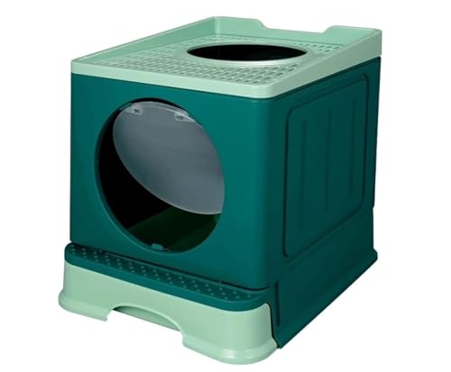 GOOPEEG Cat Litter Box Katzentoilette Mit Deckel Und Katzenstreuschaufel, Geschlossener Eingang Von Oben, Spritzschutzfreie Für Katzen Katzenklo(Grün) von GOOPEEG