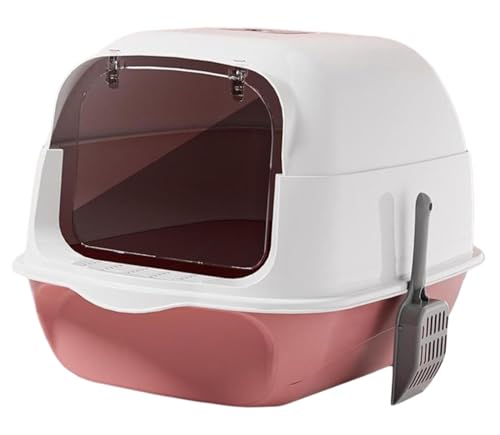 GOOPEEG Cat Litter Box Katzentoilette Mit Kapuze, Kätzchentöpfchen, Großes Haustierzubehör, Abnehmbarer Sandkasten, Wiederverwendbar, Große Kapazität Katzenklo(Pink) von GOOPEEG