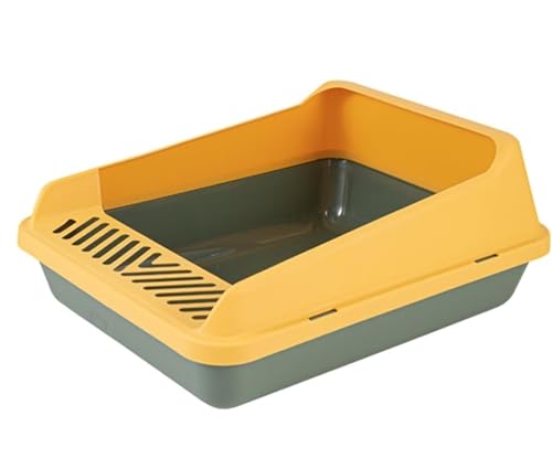 GOOPEEG Cat Litter Box Katzentoilette Mit Offener Oberseite, Stabile, Leicht Zu Reinigende Hohen Seitenwänden Katzenklo(Grün,S) von GOOPEEG