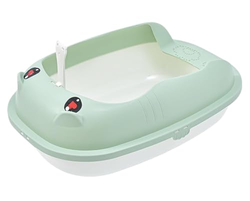 GOOPEEG Cat Litter Box Katzentoilette Mit Streuschaufel, Spritzschutz, Abnehmbar, Leicht Reinigen Katzenklo(Grün,60x21x41 cm) von GOOPEEG