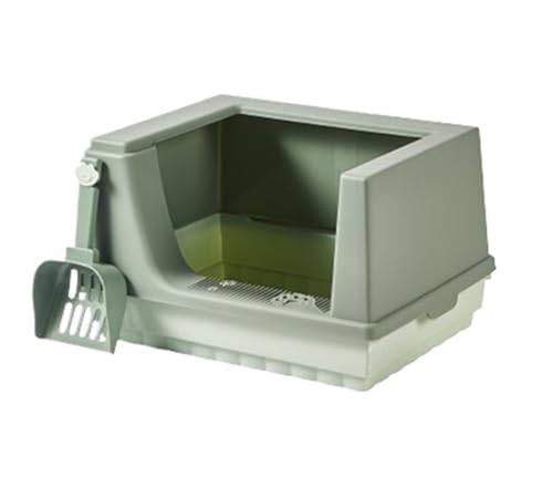 GOOPEEG Cat Litter Box Katzentoilette Tray Toilette Anti Splash High Seiten Halb Geschlossen Für Kleine Haustiere Platzsparend Katzenklo(Grün) von GOOPEEG
