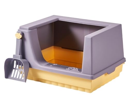 GOOPEEG Cat Litter Box Katzentoilette Tray Toilette Anti Splash High Seiten Halb Geschlossen Für Kleine Haustiere Platzsparend Katzenklo(Purple) von GOOPEEG