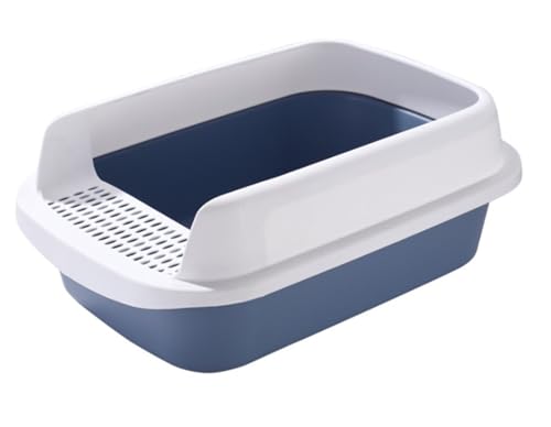 GOOPEEG Cat Litter Box Offene Katzentoilette Mit Hoher Seitenwand, Spritzschutz Und Streu-Siebschaufel Katzenklo(Blue) von GOOPEEG